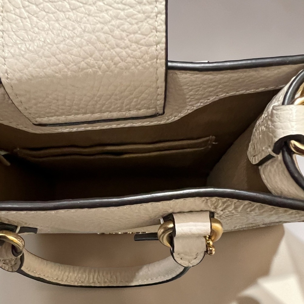 Coach North South Mini Tote Women Small White Excellent Pebbled Leather Bag - Picture 9 of 11